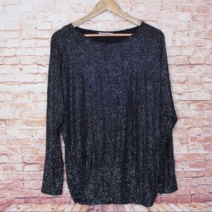 Jennifer Lopez | Long Black Silver Sparkle Blouse